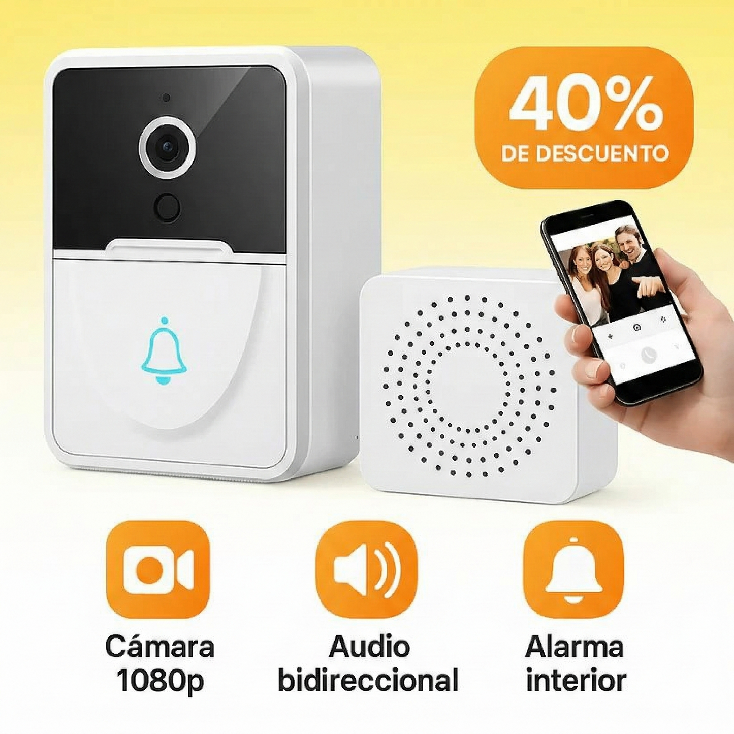 TIMBRE INALAMBRICO INTELIGENTE - Cámara y Voz